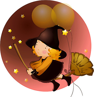 EPS 전신 여자 별 초등학생 어린이 일러스트 상상 한명 사람 앉기 야외 판타지 마법사 야간 빗자루 마녀 풍선 여자만 여자한명만 어린이만 소녀만 소녀한명만 국내일러스트 자연요소 1 학생 모션 청소도구 파일형식 벡터