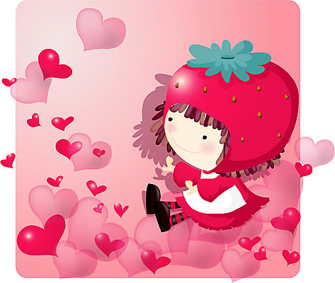 EPS 전신 캐릭터 여자 초등학생 어린이 컬러 일러스트 딸기 사랑 한명 서기 사람 빨간색 판타지 하트 여자만 여자한명만 어린이만 소녀만 소녀한명만 일러캐릭터 모양 1 학생 감정 과일 모션 상상 파일형식 벡터
