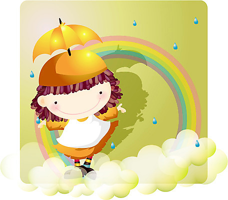 EPS 전신 캐릭터 여자 초등학생 어린이 컬러 무지개 일러스트 한명 서기 사람 초록색 연두색 판타지 비 여자만 여자한명만 어린이만 소녀만 소녀한명만 일러캐릭터 자연요소 1 학생 모션 상상 날씨 파일형식 벡터