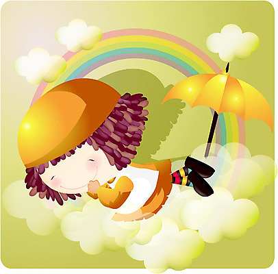 EPS 전신 캐릭터 여자 초등학생 어린이 엎드리기 컬러 무지개 일러스트 한명 사람 초록색 연두색 판타지 여자만 여자한명만 어린이만 소녀만 소녀한명만 일러캐릭터 자연요소 1 학생 모션 상상 파일형식 벡터