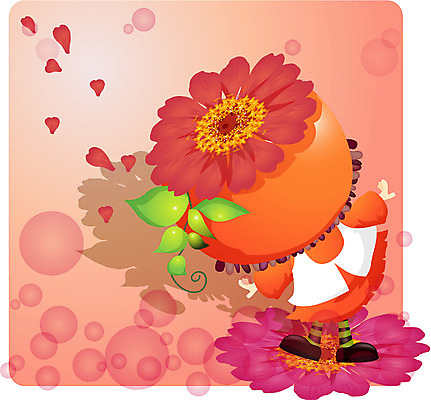 EPS 전신 캐릭터 여자 꽃 초등학생 어린이 분홍색 컬러 일러스트 한명 서기 사람 판타지 여자만 여자한명만 어린이만 소녀만 소녀한명만 일러캐릭터 식물 1 학생 모션 상상 파일형식 벡터