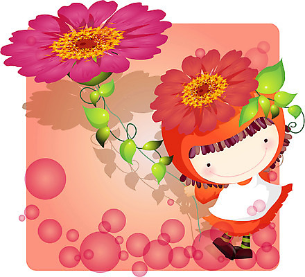 EPS 전신 캐릭터 여자 꽃 초등학생 어린이 분홍색 컬러 일러스트 한명 서기 사람 판타지 여자만 여자한명만 어린이만 소녀만 소녀한명만 일러캐릭터 식물 1 학생 모션 상상 파일형식 벡터