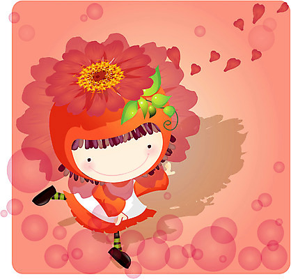 EPS 전신 캐릭터 여자 꽃 초등학생 어린이 분홍색 컬러 일러스트 한명 서기 사람 판타지 여자만 여자한명만 어린이만 소녀만 소녀한명만 일러캐릭터 식물 1 학생 모션 상상 파일형식 벡터