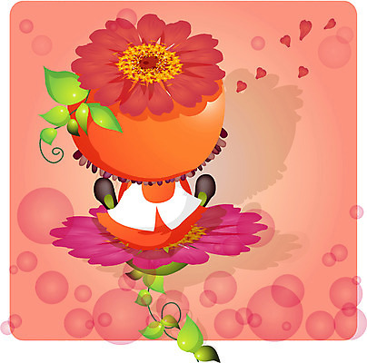 EPS 전신 캐릭터 여자 꽃 초등학생 어린이 분홍색 컬러 일러스트 한명 사람 앉기 판타지 여자만 여자한명만 어린이만 소녀만 소녀한명만 일러캐릭터 식물 1 학생 모션 상상 파일형식 벡터