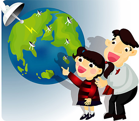 EPS 전신 여자 남자 딸 산업 지구 일러스트 비즈니스 통신 가족 정보통신 서기 사람 두명 우주 자녀 비즈니스맨 아빠 위성안테나 전파 부녀 국내일러스트 관계 모션 안테나 정보 직장인 파일형식 벡터