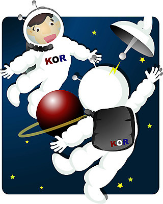 EPS 전신 남자 산업 일러스트 비즈니스 미래 정보통신 사람 야외 두명 우주 행성 인공위성 우주비행사 남자만 국내일러스트 컨셉 통신 정보 파일형식 벡터