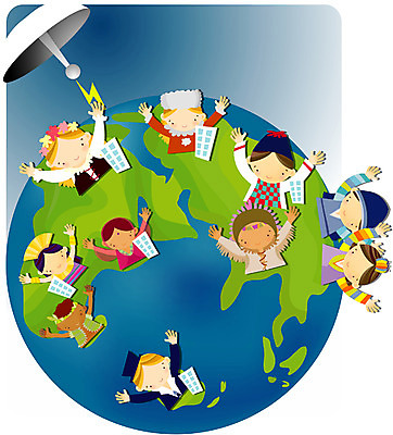 EPS 외국인 여자 남자 산업 지구 일러스트 비즈니스 통신 정보통신 사람 인종 여러명 상반신 세계 글로벌 글로벌비즈니스 위성안테나 국내일러스트 다수 안테나 정보 파일형식 벡터