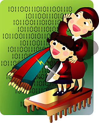 EPS 전신 여자 딸 산업 일러스트 비즈니스 가족 엄마 정보통신 첨단산업 서기 사람 두명 자녀 비즈니스우먼 반도체 반도체칩 전자산업 여자만 국내일러스트 통신 관계 모션 정보 직장인 메모리칩 파일형식 벡터