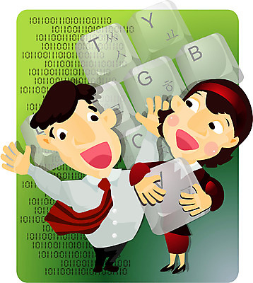 EPS 전신 부부 커플 여자 남자 산업 일러스트 비즈니스 통신 정보통신 서기 사람 성인 두명 컴퓨터 키보드 비즈니스맨 비즈니스우먼 성인만 국내일러스트 관계 모션 전자제품 정보 직장인 파일형식 벡터