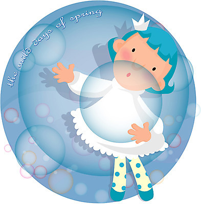 EPS 전신 사계절 계절 여자 초등학생 어린이 컬러 일러스트 한명 서기 사람 소녀 파란색 판타지 봄 여자만 여자한명만 어린이만 소녀만 소녀한명만 국내일러스트 1 학생 모션 상상 파일형식 벡터