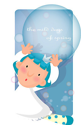 EPS 전신 사계절 계절 여자 초등학생 어린이 컬러 일러스트 한명 사람 소녀 파란색 판타지 봄 여자만 여자한명만 어린이만 소녀만 소녀한명만 국내일러스트 1 학생 상상 파일형식 벡터