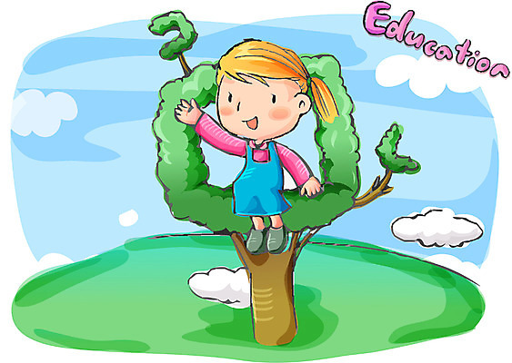 EPS 주간 나무 여자 어린이교육 교육 초등학생 어린이 일러스트 교과목 한그루 한명 사람 소녀 초원 한글 야외 한글교육 여자만 여자한명만 어린이만 소녀만 소녀한명만 국내일러스트 자연요소 식물 문자 1 학생 파일형식 벡터