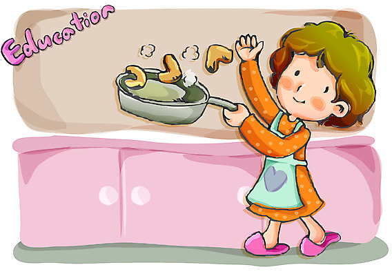 EPS 여자 어린이교육 교육 어린이 가사 일러스트 교과목 엄마 실내 요리 한명 사람 소녀 20대 성인 한글 프라이팬 한글교육 여자만 여자한명만 국내일러스트 문자 1 가족 주방용품 청년 내부 파일형식 벡터