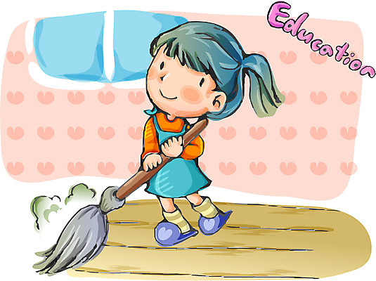 EPS 여자 어린이교육 교육 초등학생 어린이 일러스트 교실 실내 한명 사람 소녀 청소 여자만 여자한명만 어린이만 소녀만 소녀한명만 국내일러스트 1 학생 학교 내부 파일형식 벡터