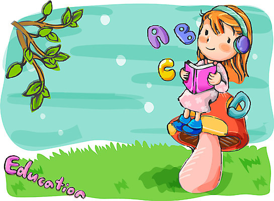 EPS 영어 여자 어린이교육 교육 초등학생 어린이 일러스트 교과목 영어교육 한명 사람 소녀 야외 버섯 여자만 여자한명만 어린이만 소녀만 소녀한명만 국내일러스트 문자 1 학생 파일형식 벡터