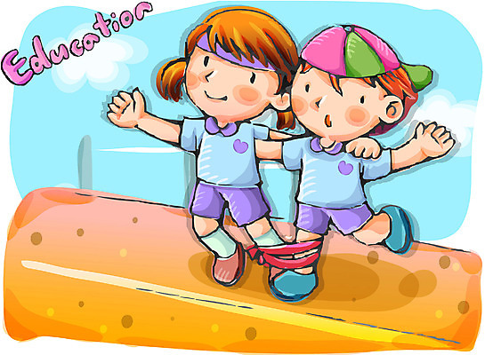 EPS 주간 여자 어린이교육 교육 남자 어린이 일러스트 교과목 사람 소녀 소년 야외 두명 달리기 운동 체육교육 체육대회 이인삼각 어린이만 국내일러스트 자연요소 모션 놀이 건강 체육 대회 파일형식 벡터