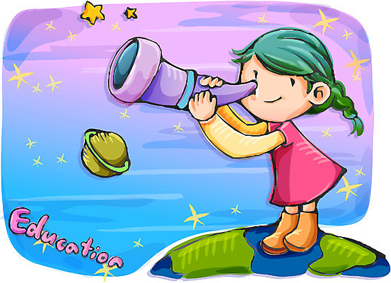 EPS 여자 어린이교육 교육 지구 초등학생 어린이 과학 일러스트 교과목 한명 사람 소녀 야외 우주 망원경 행성 과학교육 여자만 여자한명만 어린이만 소녀만 소녀한명만 국내일러스트 1 학생 파일형식 벡터