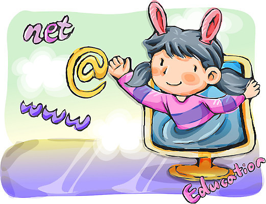 EPS 여자 어린이교육 교육 초등학생 어린이 인터넷 일러스트 한명 사람 소녀 컴퓨터 여자만 여자한명만 어린이만 소녀만 소녀한명만 국내일러스트 1 학생 전자제품 파일형식 벡터