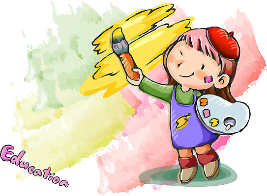 EPS 여자 어린이교육 교육 초등학생 어린이 일러스트 미술 한명 사람 소녀 10대 물감 그림 화가 여자만 여자한명만 소녀만 국내일러스트 직업 1 학생 청소년 문화예술 미술도구 어린이만 파일형식 벡터