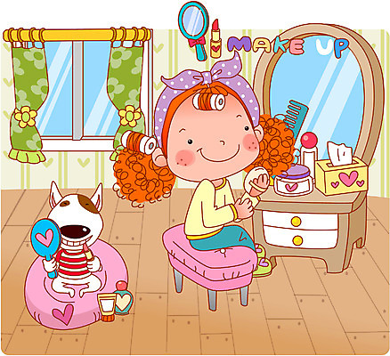 EPS 전신 동물 라이프스타일 여자 반려견 생활용품 의자 일러스트 창문 주택 실내 한명 사람 앉기 20대 성인 10대 반려동물 화장 뷰티 화장품 거울 방 립스틱 커튼 개 강아지 즐거움 준비 퍼프 롤 화장대 보니 뭉이 사각티슈 여자만 여자한명만 국내일러스트 일러캐릭터 캐릭터 1 감정 가구 포유류 모션 청소년 청년 내부 건물 생활 오브젝트 파일형식 벡터