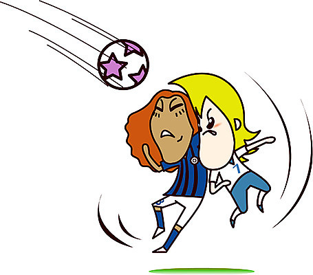 EPS 캐릭터 남자 스포츠 일러스트 홍보캐릭터 축구공 사람 두명 레포츠 구기 축구 스포츠캐릭터 축구캐릭터 몸싸움 헤딩 남자만 월드싸커 일러캐릭터 공 축구용품 레저 싸움 파일형식 벡터