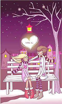 EPS 커플 계절 여자 남자 감정 겨울 데이트 일러스트 사랑 사람 야외 두명 로맨틱 야간 연애 국내일러스트 자연요소 컨셉 관계 파일형식 벡터