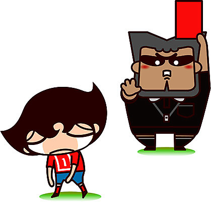 EPS 캐릭터 남자 스포츠 일러스트 사람 두명 구기 축구 심판 축구캐릭터 퇴장 레드카드 남자만 월드싸커 일러캐릭터 경고 카드_놀이용품 스포츠캐릭터 파일형식 벡터