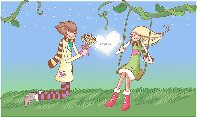 EPS 커플 여자 남자 감정 꽃다발 프로포즈 데이트 일러스트 사랑 사람 야외 두명 로맨틱 그네 국내일러스트 꽃 컨셉 관계 파일형식 벡터