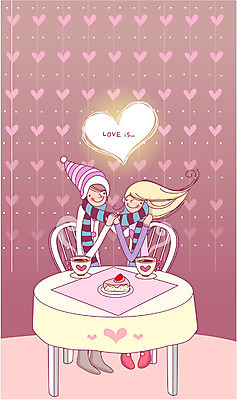 EPS 커플 여자 남자 감정 데이트 일러스트 실내 사랑 사람 두명 카페 로맨틱 상업시설 국내일러스트 컨셉 관계 내부 상점 시설 상업 파일형식 벡터