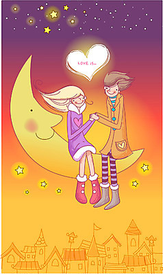 EPS 커플 여자 남자 감정 별 데이트 일러스트 사랑 사람 야외 두명 로맨틱 달 야간 국내일러스트 자연요소 컨셉 관계 파일형식 벡터