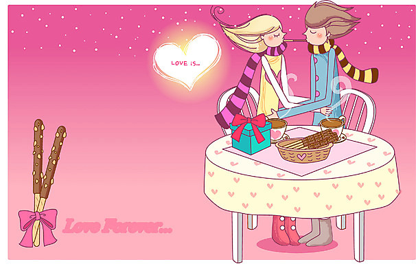 EPS 커플 여자 남자 감정 일러스트 사랑 사람 두명 카페 로맨틱 빼빼로 빼빼로데이 국내일러스트 컨셉 관계 데이이벤트 디저트 상점 막대과자 파일형식 벡터