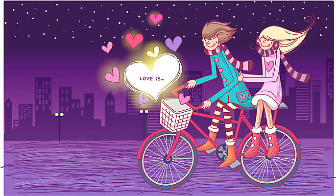EPS 커플 여자 남자 감정 겨울 데이트 일러스트 사랑 사람 야외 두명 자전거 로맨틱 야간 국내일러스트 자연요소 계절 컨셉 관계 바이크 파일형식 벡터
