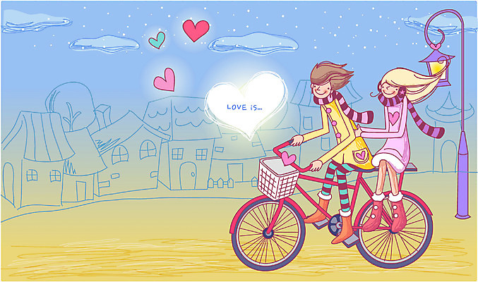 EPS 커플 여자 남자 감정 겨울 데이트 일러스트 사랑 사람 야외 두명 자전거 로맨틱 연애 국내일러스트 계절 컨셉 관계 바이크 파일형식 벡터