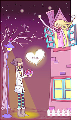 EPS 커플 공공시설 여자 남자 감정 프로포즈 가로등 데이트 일러스트 주택 선물 사랑 사람 두명 로맨틱 연애 국내일러스트 컨셉 관계 건물 시설 파일형식 벡터