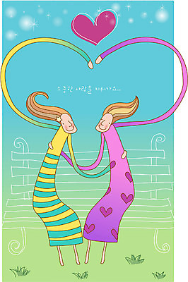 EPS 캐릭터 커플 여자 일러스트 상상 요정 사랑 사람 두명 판타지 꿈 로맨틱 상상캐릭터 여자만 국내일러스트 일러캐릭터 감정 컨셉 관계 파일형식 벡터