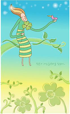 EPS 나무 캐릭터 여자 일러스트 상상 조류 요정 한명 사람 20대 성인 판타지 꿈 네잎클로버 상상캐릭터 여자만 여자한명만 성인여자만 청년만 청년여자만 성인한명만 청년여자한명만 성인여자한명만 성인만 국내일러스트 일러캐릭터 식물 동물 1 청년 클로버 파일형식 벡터