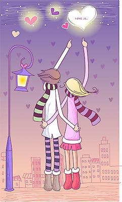 EPS 커플 공공시설 여자 남자 감정 겨울 가로등 데이트 일러스트 사랑 사람 야외 두명 로맨틱 하트 연애 국내일러스트 모양 계절 컨셉 관계 시설 파일형식 벡터