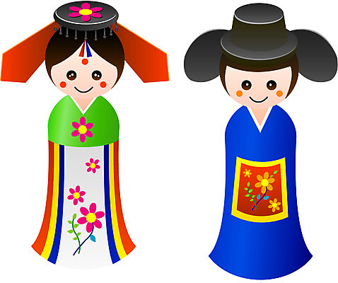 EPS 전신 클립아트 한국문화 한국전통 여자 남자 신부 신랑 결혼 일러스트 서기 사람 두명 한복 전통의례 전통혼례 각시 예복 폐백 국내일러스트 동양문화 전통 옷 모션 한국 이벤트 전통의상 파일형식 벡터