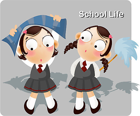 EPS 전신 캐릭터 학생 여자 교육 교복 일러스트 학교 교육캐릭터 서기 사람 두명 라이프 스쿨라이프 먼지떨이 청소 청소시간 대청소 여자만 일러캐릭터 라이프스타일 옷 모션 생활 청소도구 파일형식 벡터