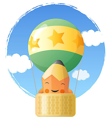 EPS 주간 클립아트 캐릭터 교육 일러스트 홍보캐릭터 상상 하늘 문구용품 교육캐릭터 사람없음 야외 필기구 연필 열기구 오브젝트 연필캐릭터 몽당연필 일러캐릭터 자연요소 항공교통 학용품 파일형식 벡터