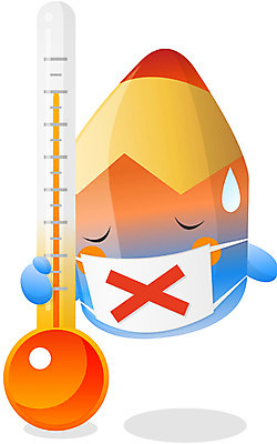 EPS 클립아트 캐릭터 교육 일러스트 상상 문구용품 색연필 교육캐릭터 사람없음 필기구 연필 온도계 체온계 감기 오브젝트 연필캐릭터 온도 일러캐릭터 학용품 질병 파일형식 벡터