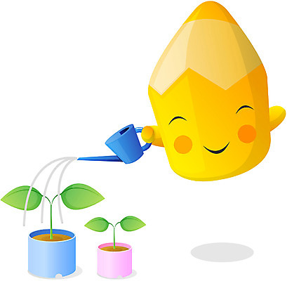 EPS 클립아트 캐릭터 교육 화분 일러스트 홍보캐릭터 상상 문구용품 색연필 교육캐릭터 사람없음 필기구 연필 오브젝트 연필캐릭터 인공물 일러캐릭터 학용품 파일형식 벡터