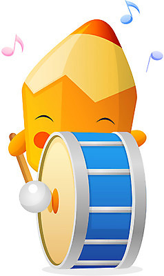 EPS 클립아트 캐릭터 교육 악기 음악 일러스트 교과목 상상 문구용품 타악기 색연필 교육캐릭터 사람없음 필기구 연필 북 오브젝트 음악교육 연필캐릭터 큰북 일러캐릭터 문화예술 학용품 파일형식 벡터