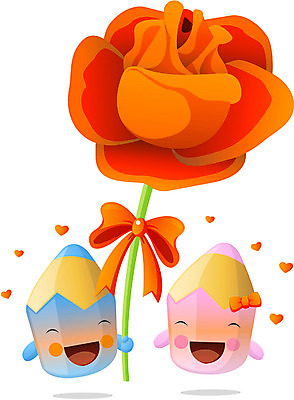 EPS 클립아트 캐릭터 교육 일러스트 상상 문구용품 색연필 교육캐릭터 사랑 사람없음 필기구 연필 장미 오브젝트 연필캐릭터 로즈데이 일러캐릭터 꽃 감정 데이이벤트 학용품 파일형식 벡터