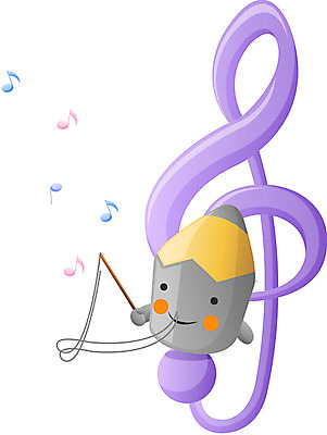 EPS 클립아트 캐릭터 교육 음악 일러스트 교과목 상상 문구용품 색연필 교육캐릭터 사람없음 필기구 연필 높은음자리표 오브젝트 음악교육 연필캐릭터 지휘 일러캐릭터 음표 문화예술 학용품 파일형식 벡터