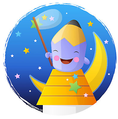 EPS 클립아트 캐릭터 교육 별 일러스트 홍보캐릭터 상상 지붕 문구용품 색연필 교육캐릭터 사람없음 야외 필기구 연필 달 야간 초승달 오브젝트 연필캐릭터 채집망 일러캐릭터 자연요소 학용품 파일형식 벡터