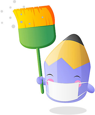 EPS 클립아트 캐릭터 교육 일러스트 상상 문구용품 색연필 교육캐릭터 사람없음 필기구 연필 빗자루 청소 오브젝트 연필캐릭터 일러캐릭터 학용품 청소도구 파일형식 벡터