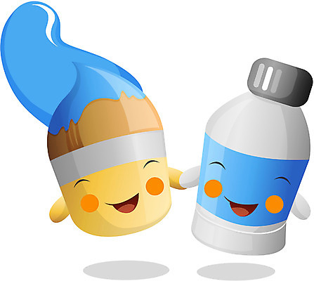 EPS 클립아트 캐릭터 교육 일러스트 상상 문구용품 교육캐릭터 미술 사람없음 파란색 필기구 물감 붓 오브젝트 일러캐릭터 컬러 문화예술 미술도구 파일형식 벡터