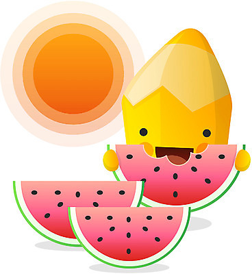 EPS 주간 클립아트 캐릭터 교육 과일 일러스트 상상 문구용품 여름음식 색연필 교육캐릭터 수박 사람없음 야외 여름 필기구 연필 오브젝트 연필캐릭터 제철음식 제철과일 일러캐릭터 자연요소 계절 음식 학용품 제철 파일형식 벡터 여름_계절