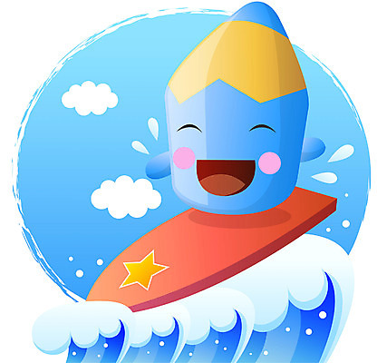 EPS 주간 클립아트 캐릭터 교육 바다 일러스트 상상 문구용품 색연필 교육캐릭터 사람없음 야외 여름 레포츠 필기구 연필 서핑보드 서핑 오브젝트 연필캐릭터 일러캐릭터 자연요소 계절 레저 학용품 수상스포츠 보드_스포츠 파일형식 벡터